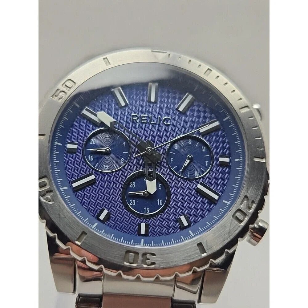 Mens Relic by Fossil Jordan Watch ZR15805 Blue Dial Multifunction New Battery - Picture 4 of 11